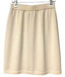 ST JOHN Cream w/ Gold Sequin Trim & Goldtone Rhinestone Buttons Jacket & Skirt