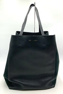 CELINE Black Leather Suede Panel Cabas Phantom Tote Bag