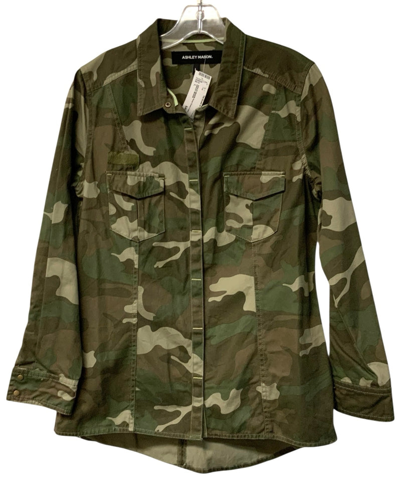 ASHLEY MASON Army Green Camo L/S B/D Top