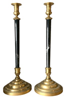 Large Brass & Marble Candlesticks