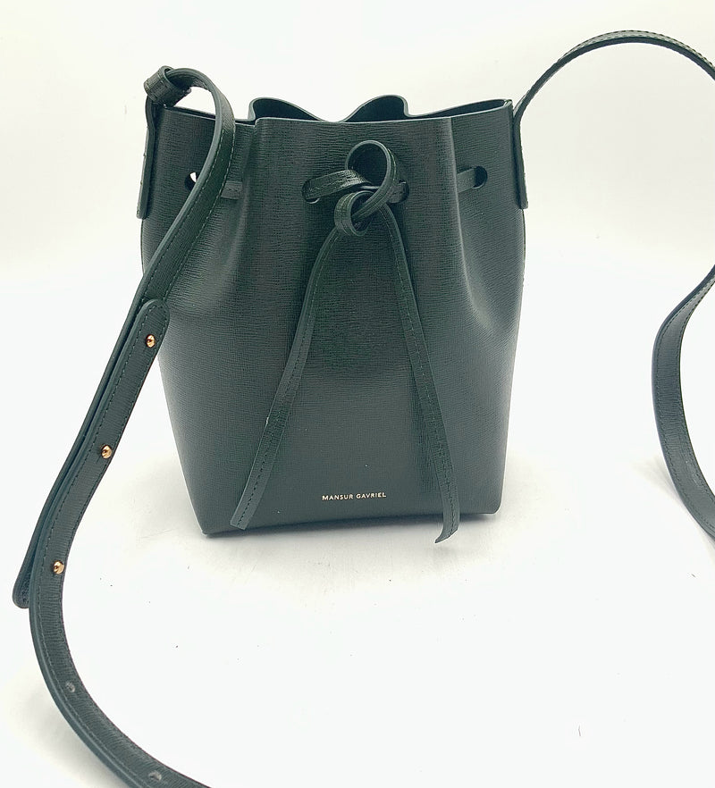 MANSUR GAVRIEL Green Leather Drawstring Mini Crossbody Bag