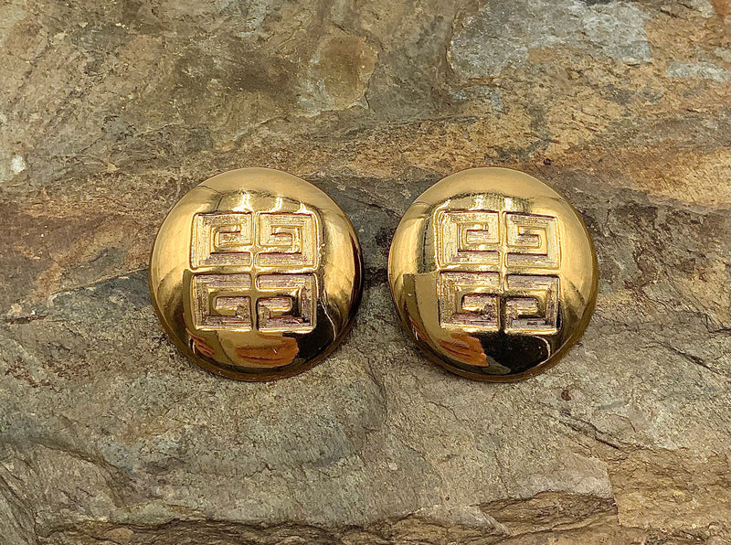 GIVENCHY Logo Goldtone Clip-On Earrings