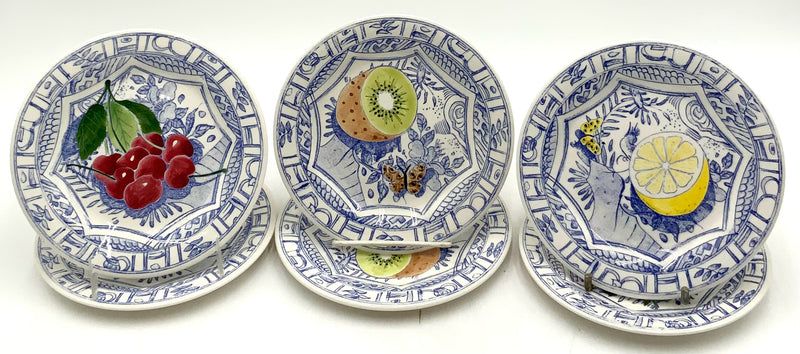 Set/6 Gien Oiseau Bleu Canape Plates