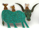 Tex Crawford "Bull & Birds" Metal Folk Art Sculpture