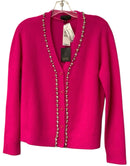 CHARTER CLUB Hot Pink w/Rhinestone Trim L/S Cashmere Sweater