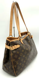 LOUIS VUITTON Tan Vachetta Trim Monogram Canvas Batignolles Horizontal Bag