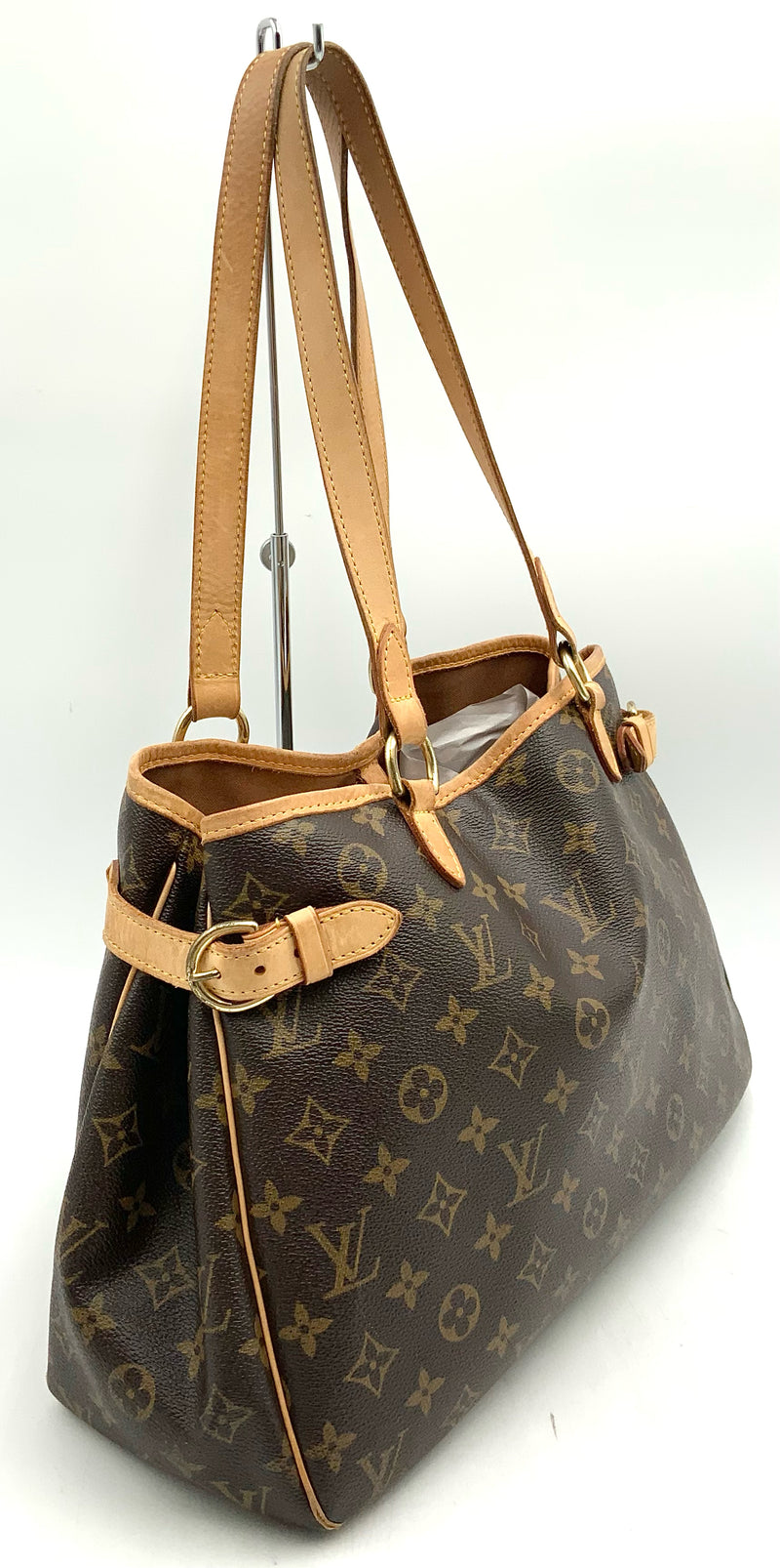 LOUIS VUITTON Tan Vachetta Trim Monogram Canvas Batignolles Horizontal Bag
