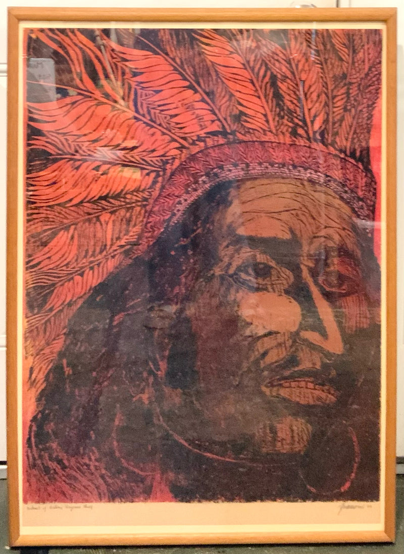 Frasconi Mid Century Woodblock Print of Native American Chief