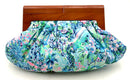 LILLY PULITZER Blue Pink Green House Print Anniversary Bermuda Clutch