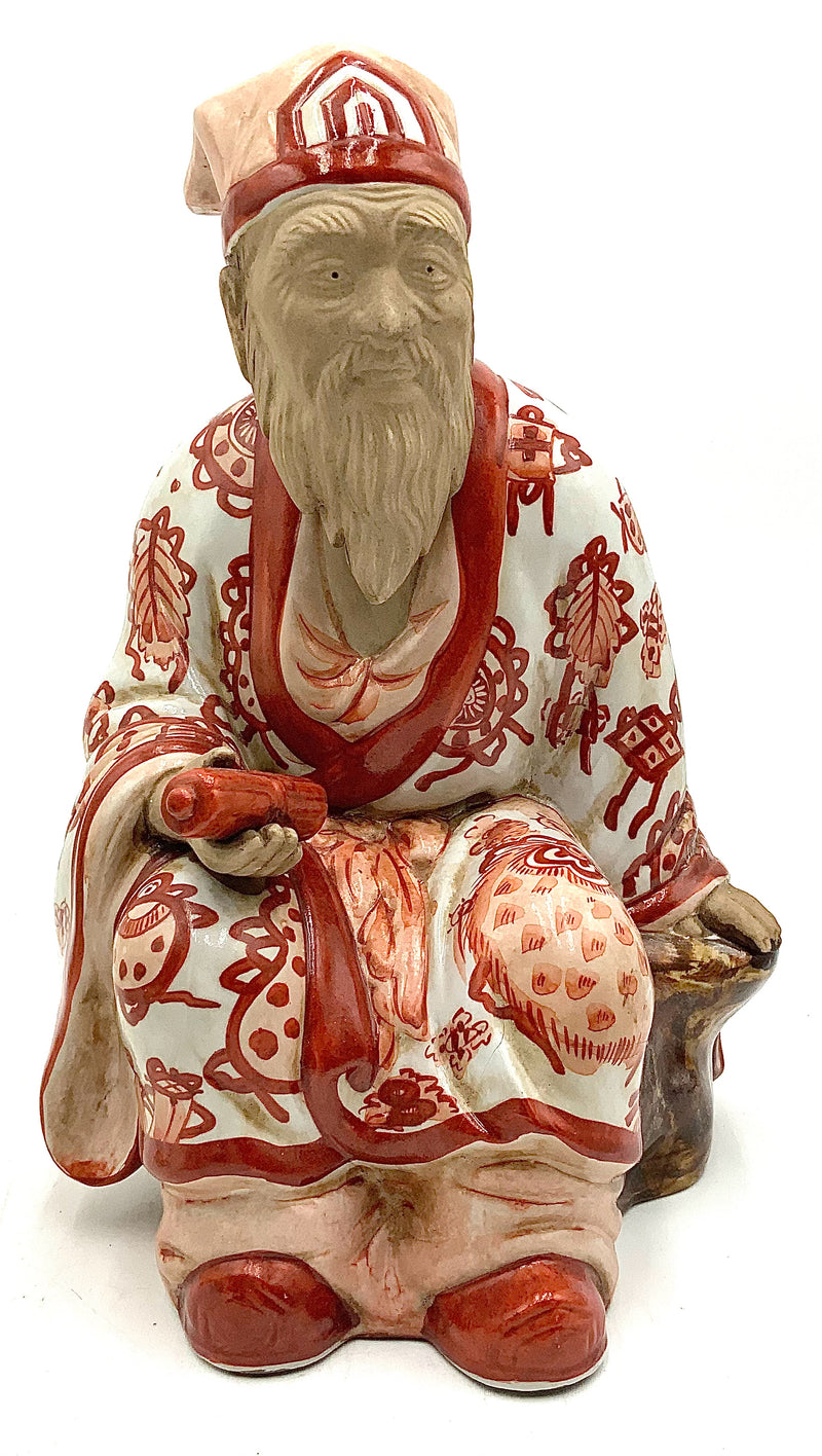 Asian Man Figure with Red & White Robe