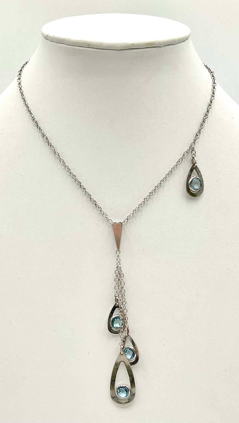 Pianegonda Sterling Silver & Blue Topaz "Eyes" Design Necklace