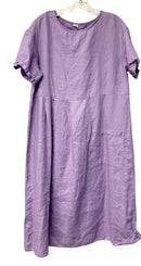 LINTICO Lavender Empire Waist S/S Linen Dress