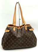 LOUIS VUITTON Tan Vachetta Trim Monogram Canvas Batignolles Horizontal Bag