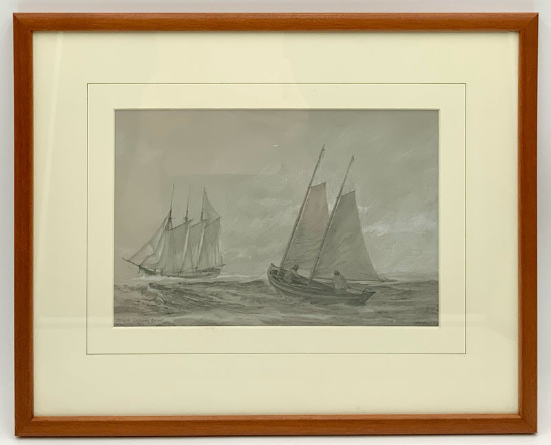 Victor  Mays Block Island Pencil Drawing in Wood Frame