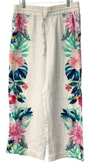 TOMMY BAHAMA White Multi Floral Linen D/S Waist Pants