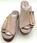 KELSI DAGGER Mauve Suede Goldtone Buckle Platform Dover Sandals 8.5