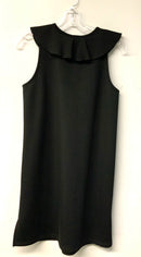TRIBAL Black Ruffle Collar Tie Neck S/L Dress