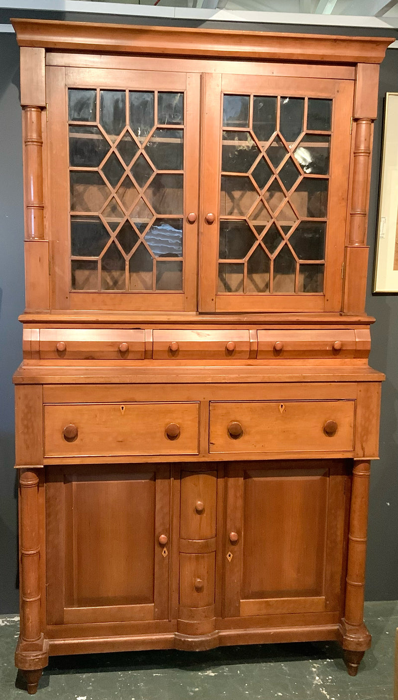 Antique Pine Secretary with Glass Front