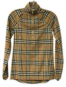 BURBERRY Tan Check 1/2 Zip L/S Top