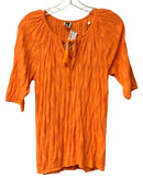 MISSONI Orange Chevron Stripe Tie Neck S/S Top
