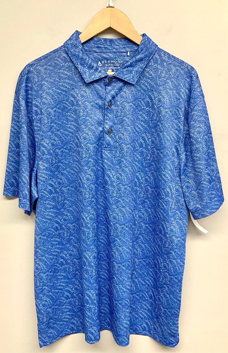 BERMUDA SANDS Blue Dune Print S/S Polo Shirt