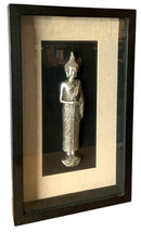 Pair of Framed Silver Buddha Statuettes