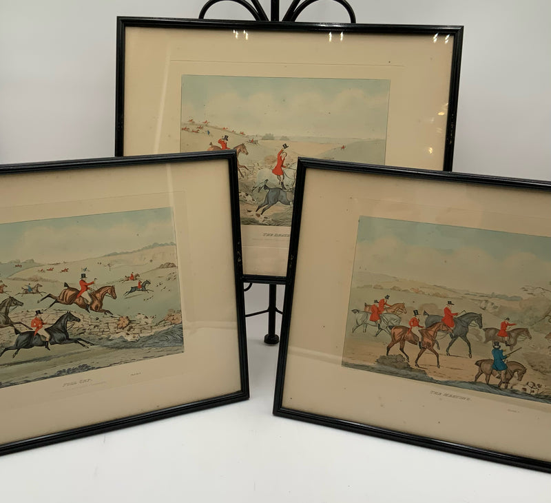 Set/3 Antique English Riding Scene Engravings