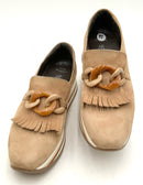 Softwaves Tan Suede Caramel Striped Wedge Cadie Platform Sneakers 37