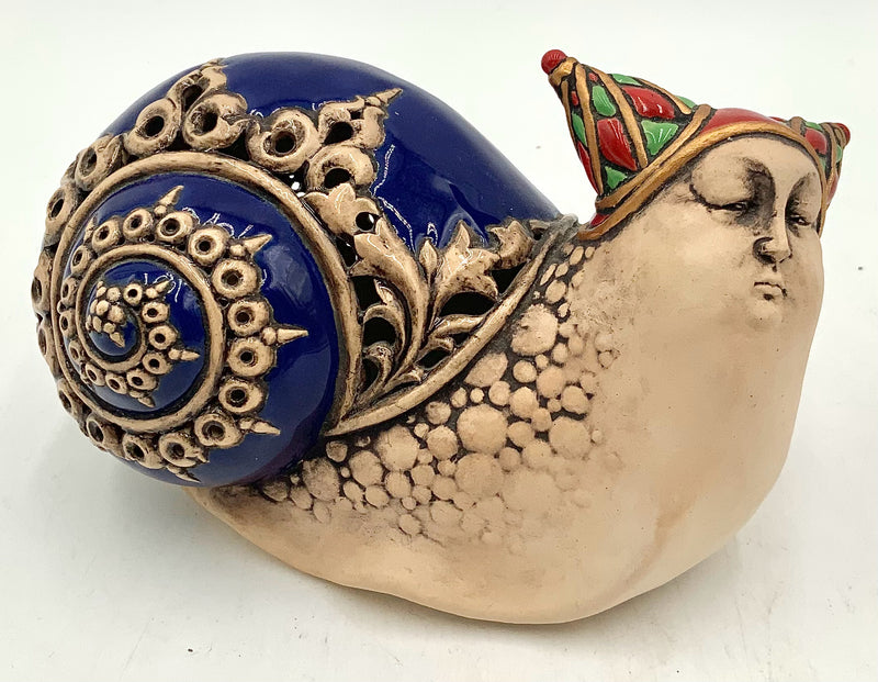 Pottery Figure of Medieval Lady/Snail