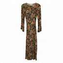 ELIZABETH & JAMES Brown/Peach/Green Floral L/S Maxi Dress