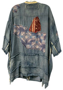 JADED GYPSY Denim Blue w/Lace Trim & Patchwork Detail Duster