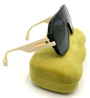 GUCCI Ivory Black Lens Oversize Shield Sunglasses
