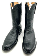 LUCCHESE Black Leather Ward Smooth Upper Ostrich Roper Boots 12D