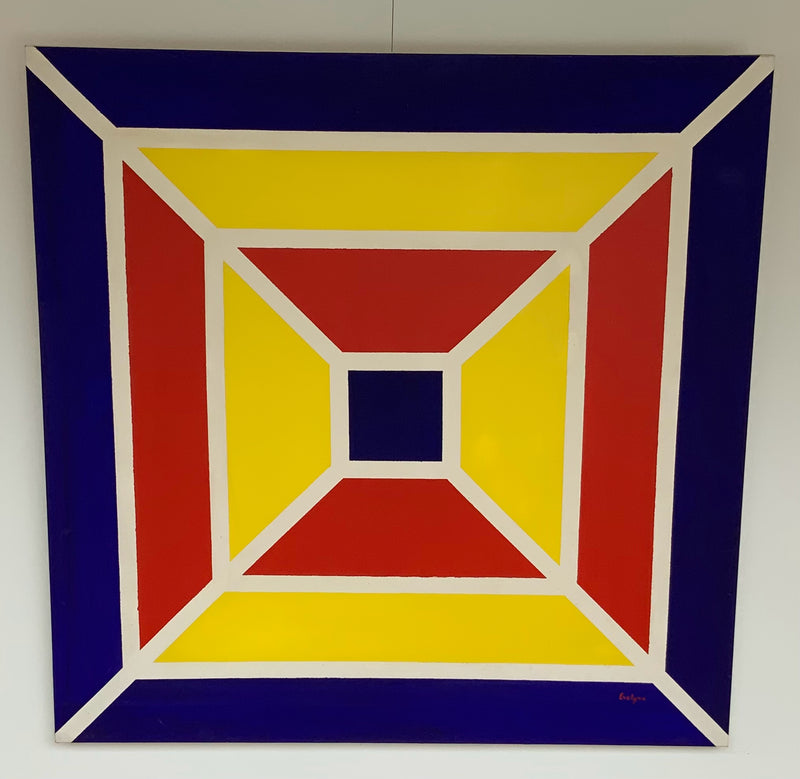 Red, Blue & Yellow Geometric Wrapped Canvas Painting