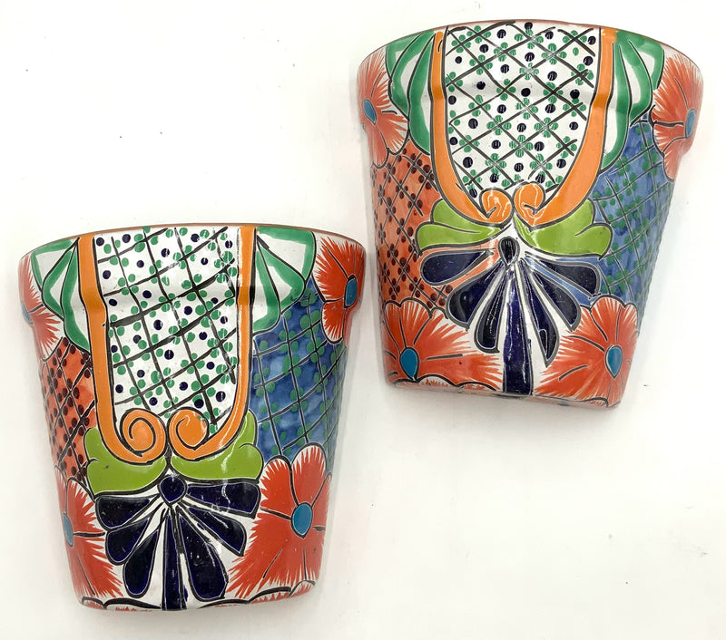Pair of Mexican Talavera Wall Planters