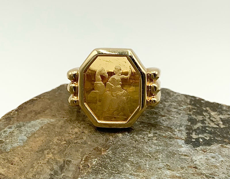 14kt Gold Glass Intaglio Ring