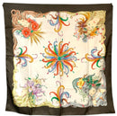 GUCCI Vintage Brown Ivory Multi Ladies with Flora Motif Silk Scarf