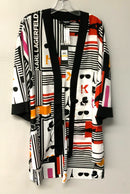 KARL LAGERFELD White/Red/Black Graphic Print Open Jacket/Kimono