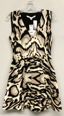 DIANE VON FURSTENBERG Black Beige Leopard Bark Renna S/L Dress
