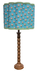 Candlestick Lamp With Scalloped Fabric Shade