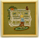 Pair of Vintage 1970's Crewel Work Framed Art