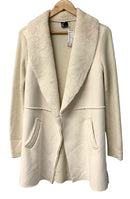 LOVE TOKEN Cream Faux Fur Faux Suede Knit Sleeve Duster Jacket