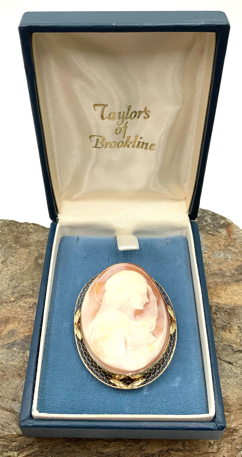14kt Gold Carved Cameo Madonna Pendant/Brooch