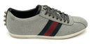 GUCCI Silver Glitter Fabric Navy/Red Web Stripe Studded Bambi Sneakers 37