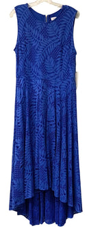 CALVIN KLEIN Royal Blue w/Lace Overlay Hi/Lo S/L Dress