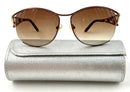 JUDITH LEIBER Bronze Brown Lens Floral Crystal Side Tortoise Arm Sunglasses