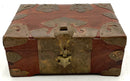Vintage Lidded Wood Box with Brass Accents