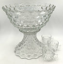 Fostoria American Punch Bowl on Stand with 14 Cups