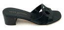 LOUIS VUITTON Black Calfskin Cutout Logo Isola Black Heel Mules 41