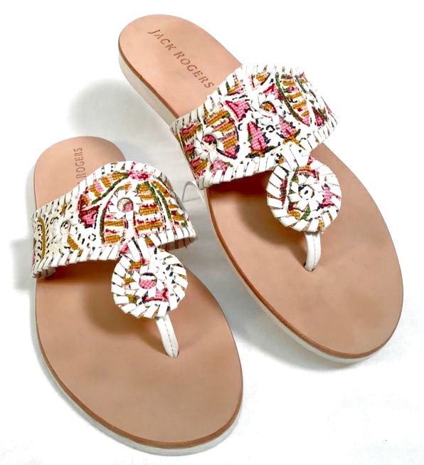 JACK ROGERS x SPARTINA Bone Multi Batik Pepper Hill Boating Jack Sandals 10